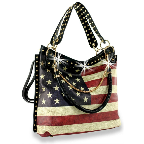 American Flag Stars and Stripes Satchel Handbag - Picture 2 of 2